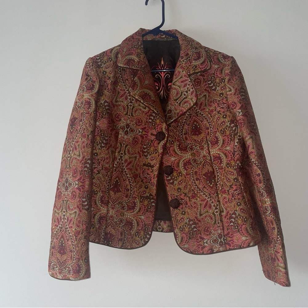 Hanna and Gracie Elegant Paisley Jacquard Women's Blazer